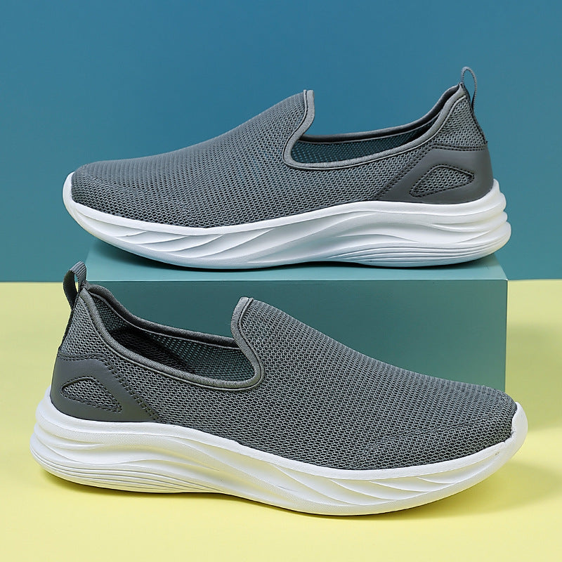 Lazy Hollow Breathable Mesh Cloth Shoes Dark Gray - D&A