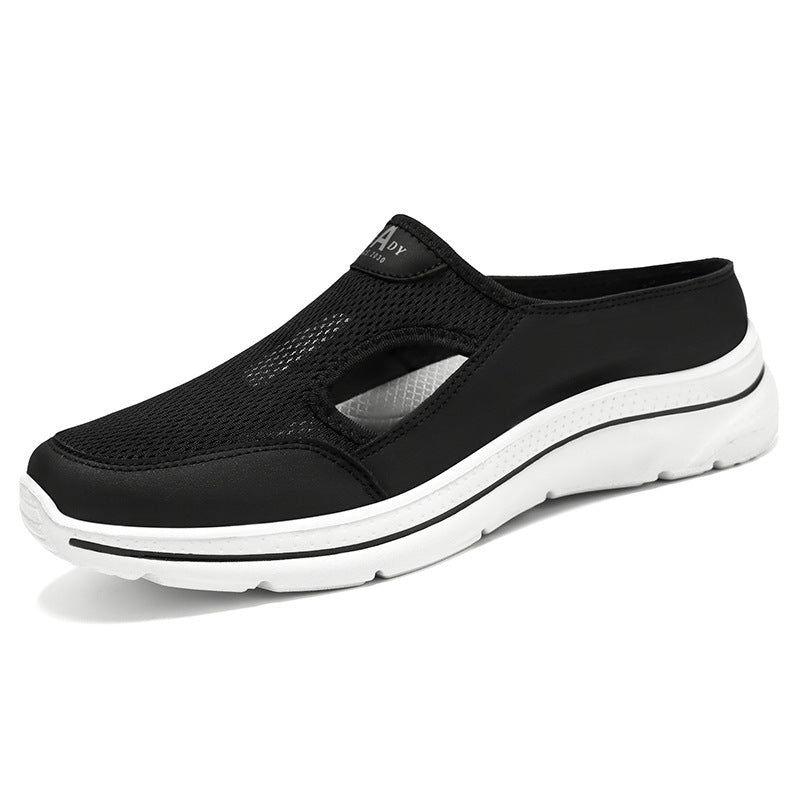 Men's Hollow-out Half Slippers Soft Bottom Comfortable Casual Shoes BTJL87 Black - D&A