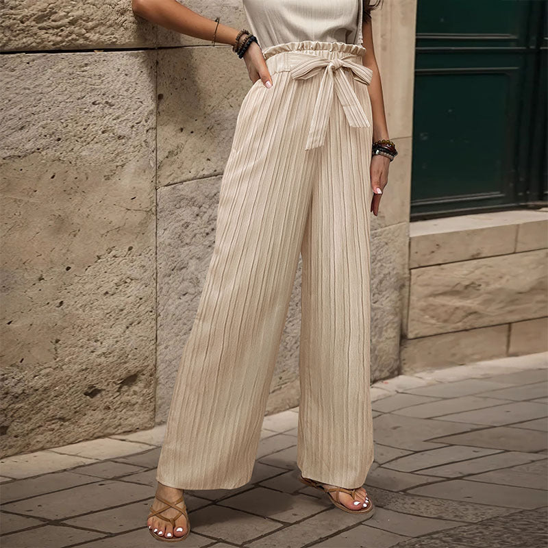 Tied Lotus Leaf Elastic Trousers - D&A