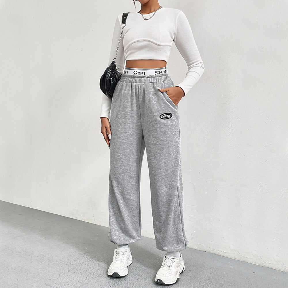 Women's Gray Sweatpants Loose Wide Leg Pants Gray - D&A