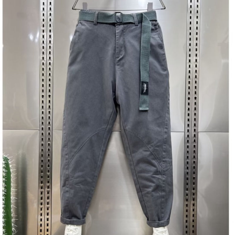 Trendy Skinny Cropped Harem Pants Men's Dark Gray - D&A