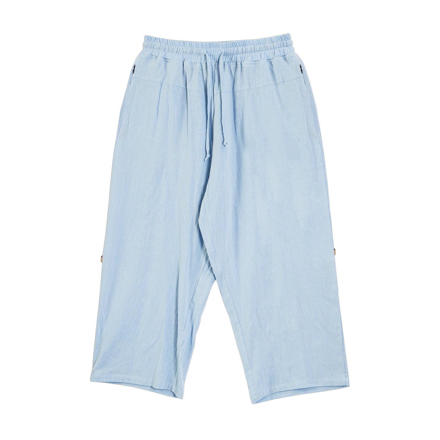 Cotton And Linen Casual Eighth Pants Sky Blue - D&A