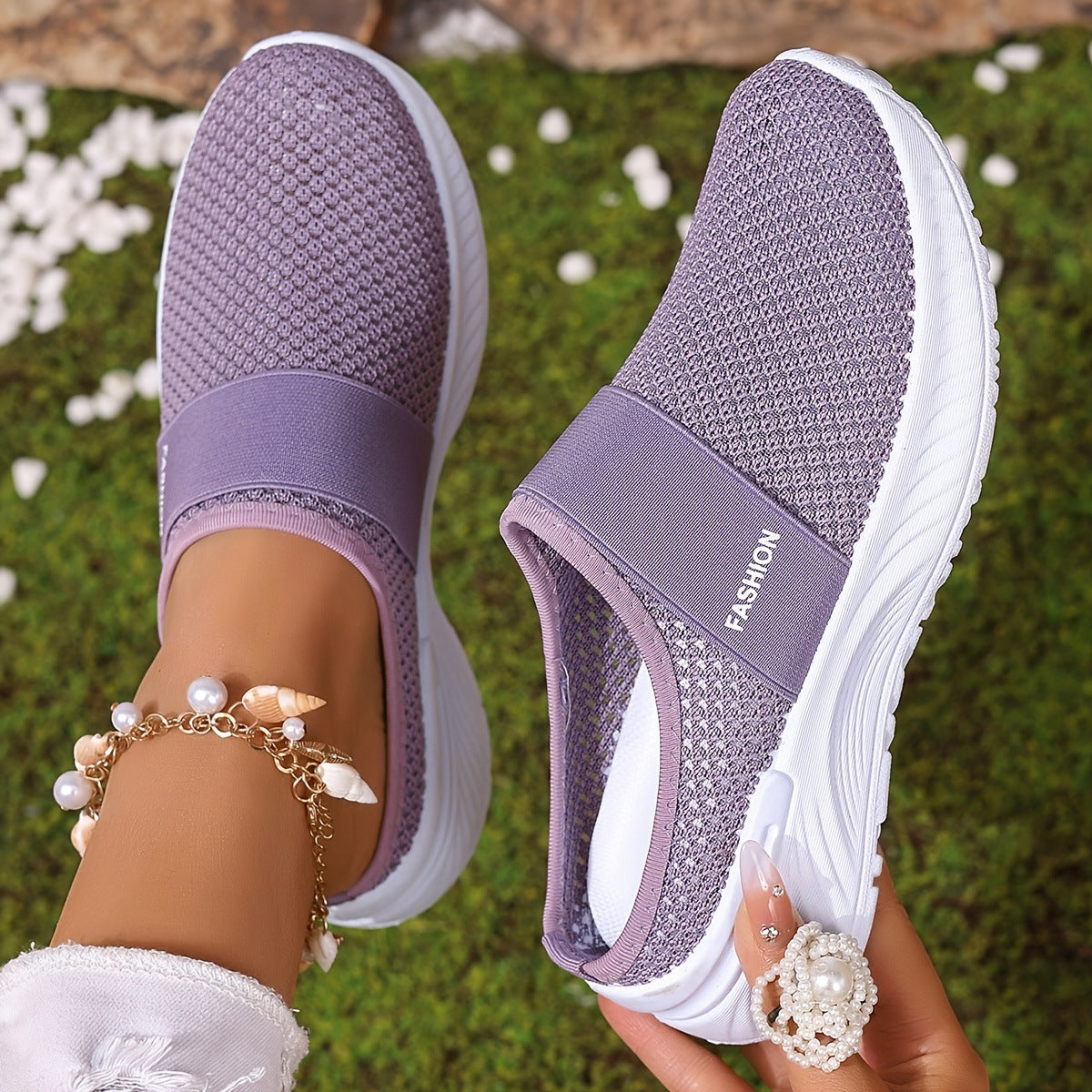 Women's Breathable Casual Shoes For Summer Interior Home Purple - D&A
