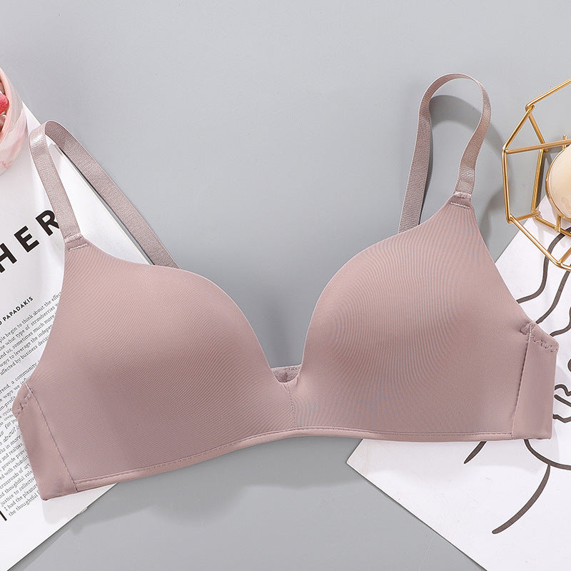 No Rims Underwear Ladies Bra Breathable Gather Bra Brown - D&A