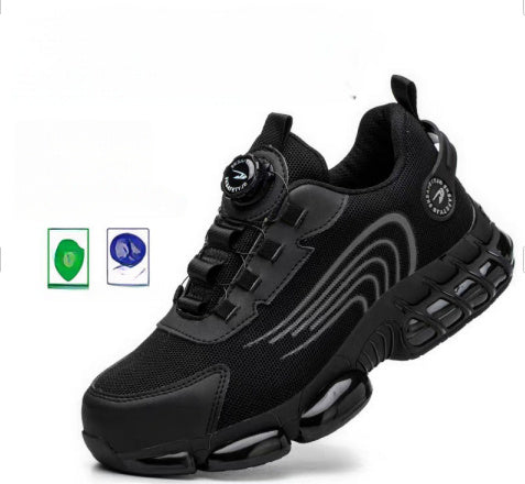 Men's Wear-resistant Workwear Breathable Fly Woven Shoes Black3510 - D&A