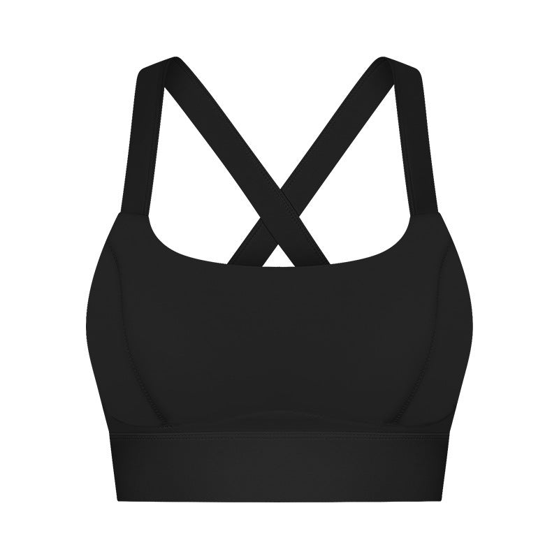 Nude Feel High Elastic Breast Holding Sports Bra Bra Black - D&A