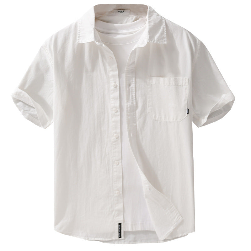 Summer Menswear White Simple Short Sleeve Shirt - D&A