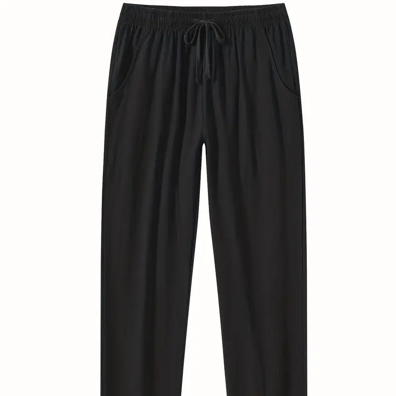 Cotton And Linen Beach Pants Men's Loose Casual Black - D&A