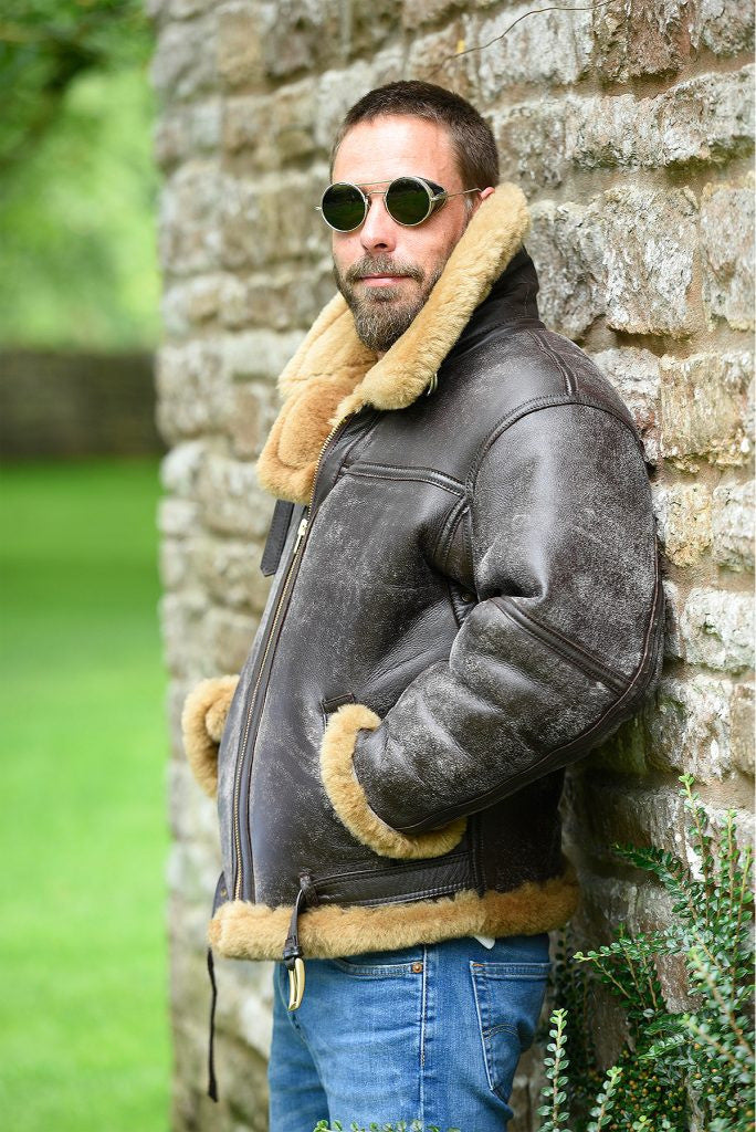 Western Antique Trendy Fur Coat For Men Winter Black - D&A