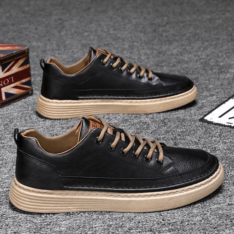Men's Shoes Spring New Versatile Black Casual Leather 1997 Black Brown - D&A