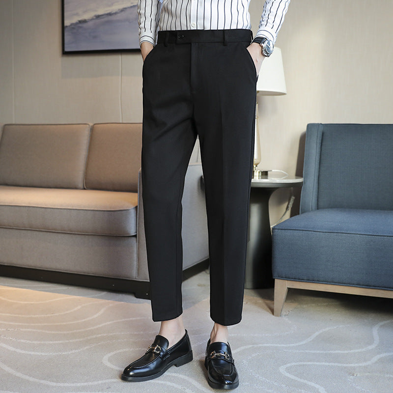 Straight Retro Brown Elastic Slim Fit Brown Casual Pants - D&A