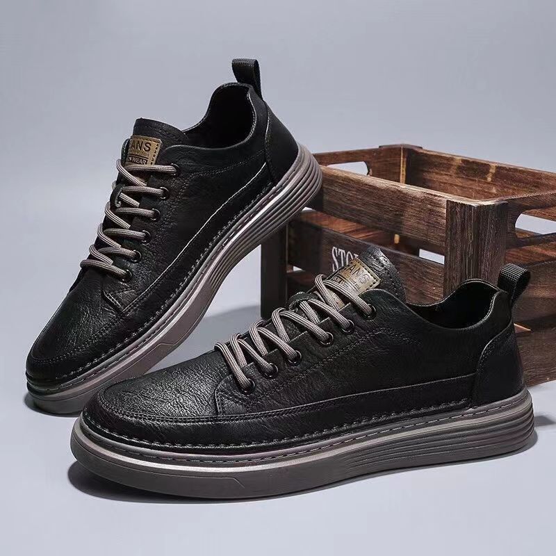 Men's Shoes Spring New Versatile Black Casual Leather - D&A