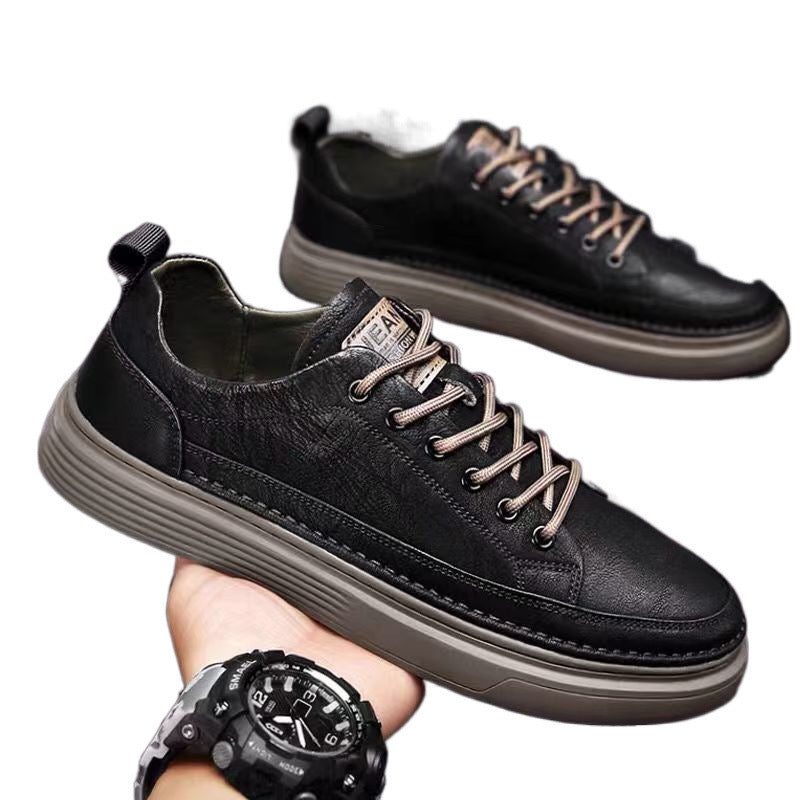 Men's Shoes Spring New Versatile Black Casual Leather - D&A
