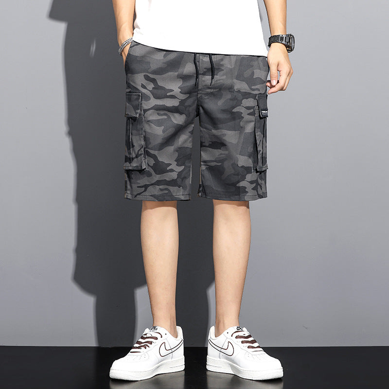Summer Camouflage 5-point Workwear Shorts Men Black And Gray - D&A