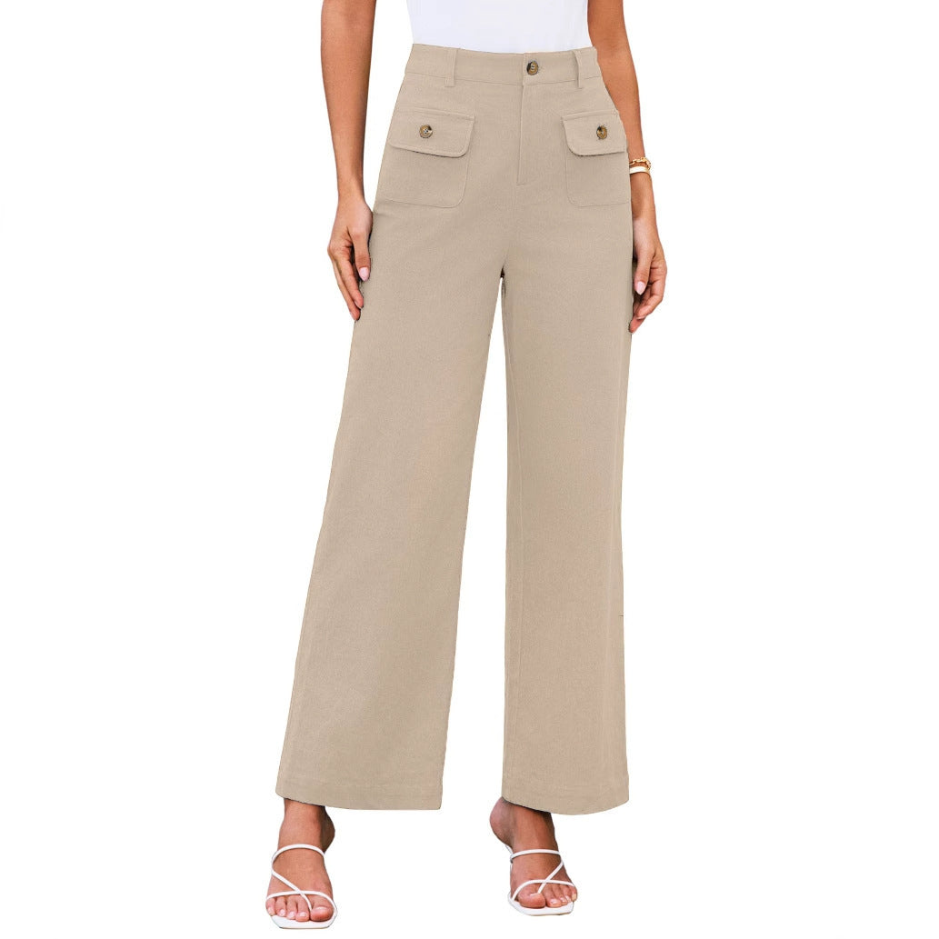Women's High Waist Wide Leg Pants Stretch Casual Pants - D&A
