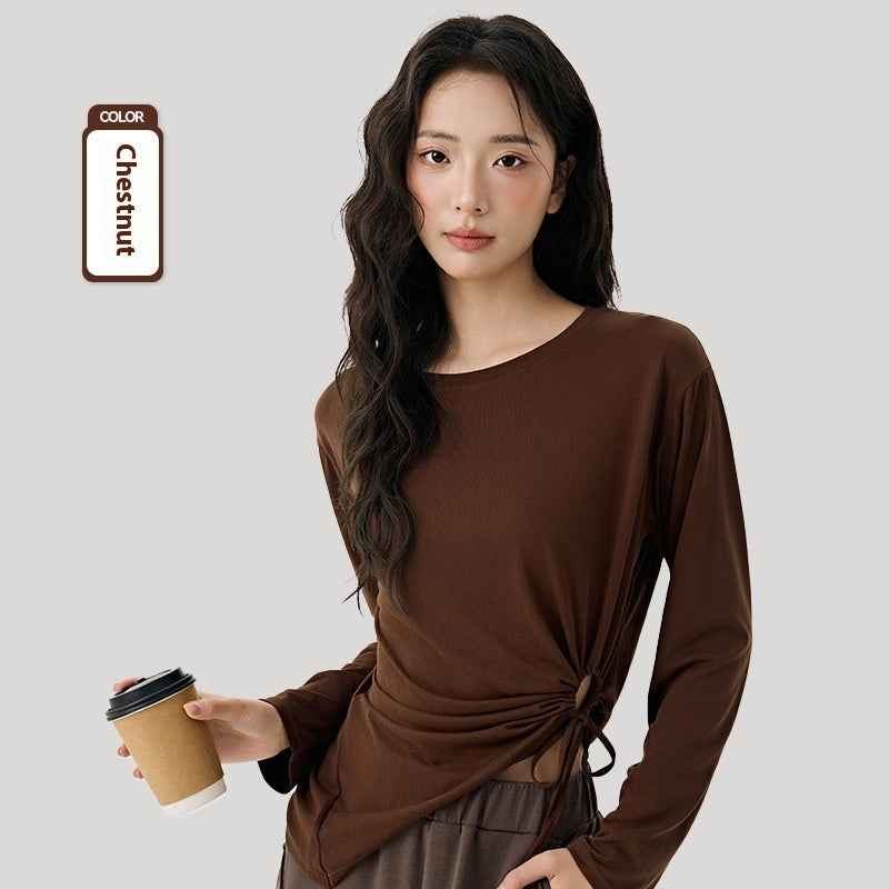 Modal Side Sexy Cutout Drawstring Loose Breathable Pilates Sports Blouse