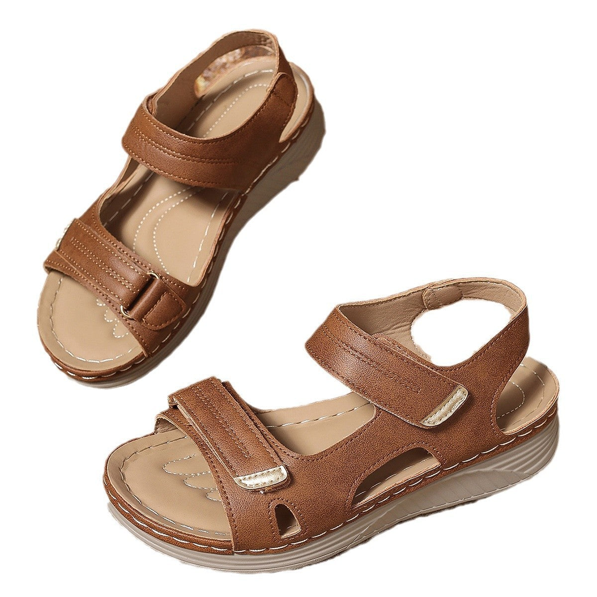 Plus Size Thick Bottom Hollow-out Wedge Sandals - D&A