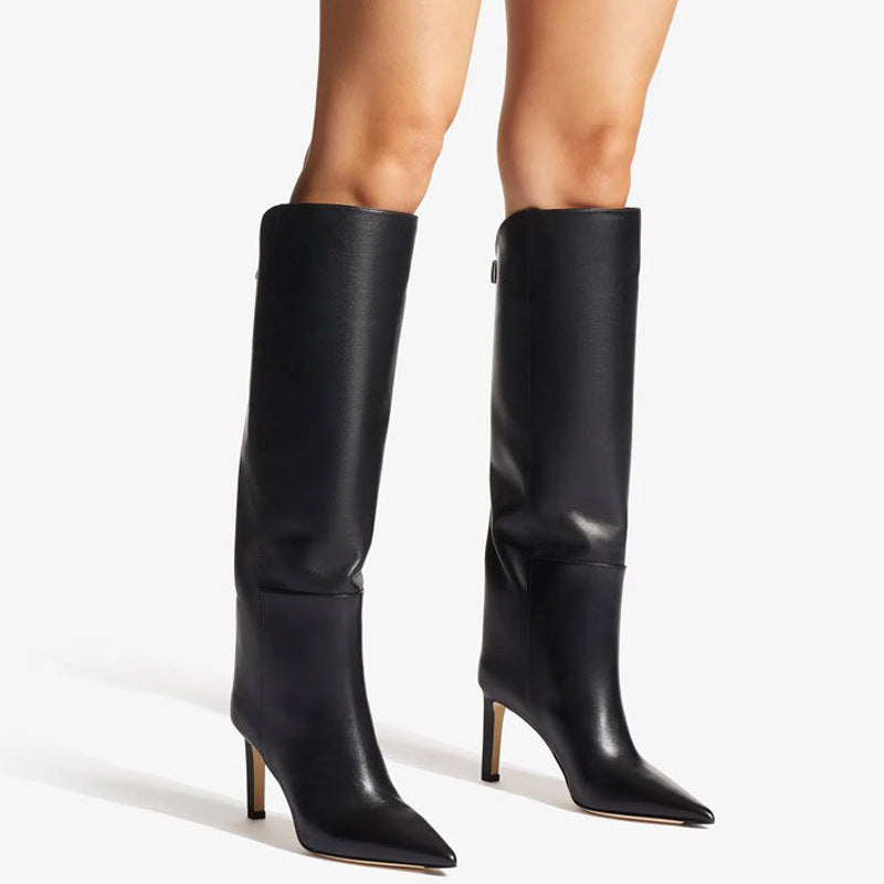 Simple European And American Style Fashion Catwalk Pointed-toe Stiletto Straight Boots - D&A