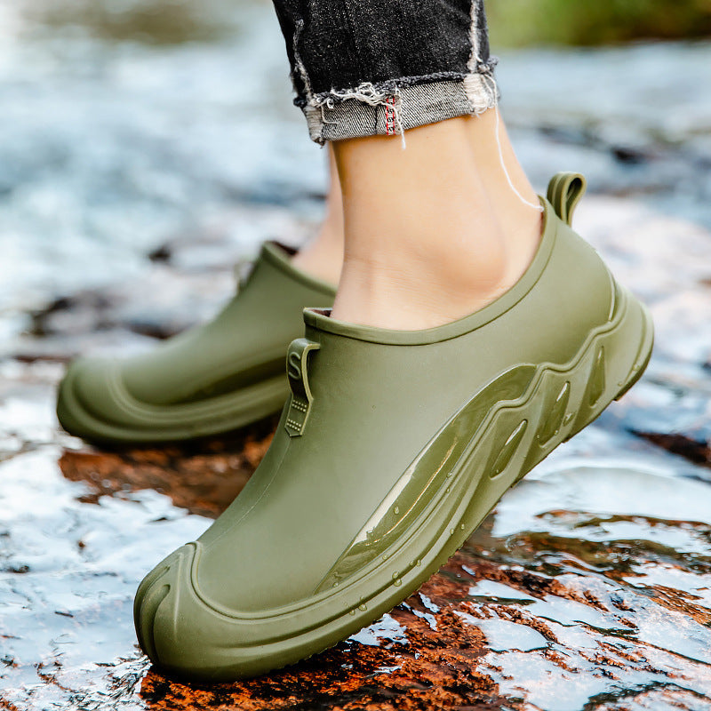 Fashion Personality New Rain Boots Short Men's 998 Thin Green Shoes - D&A