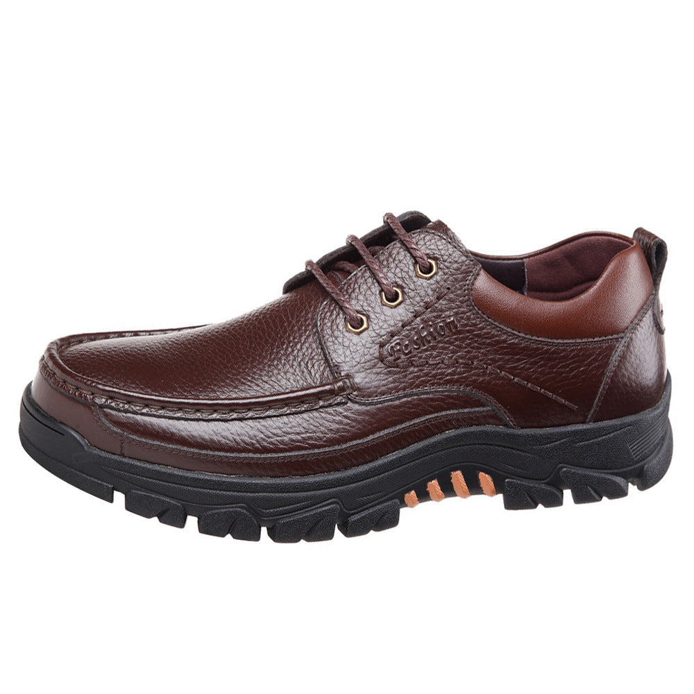 Casual Leather Shoes Men's Summer Breathable Non-stinky Feet Work Shoes - D&A