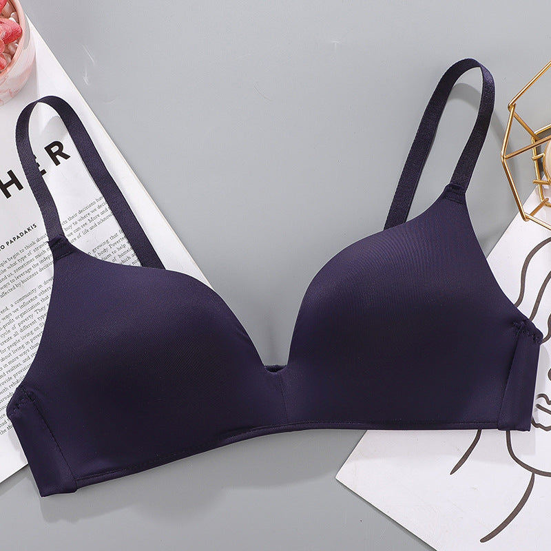 No Rims Underwear Ladies Bra Breathable Gather Bra Blue - D&A
