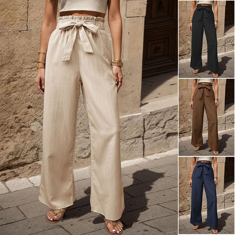 Tied Lotus Leaf Elastic Trousers - D&A
