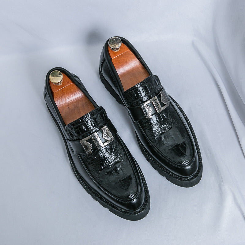 Thick Bottom Slip-on Business Casual Leather Shoes - D&A