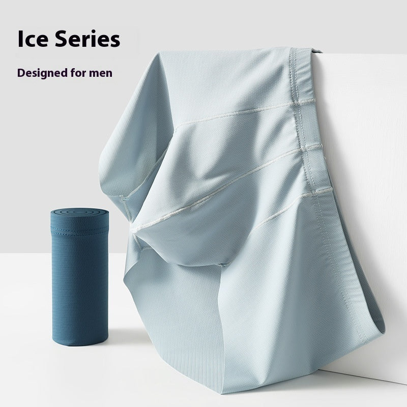 Men's Mid-rise Boxers Ice Silk Solid Color Underwear - D&A