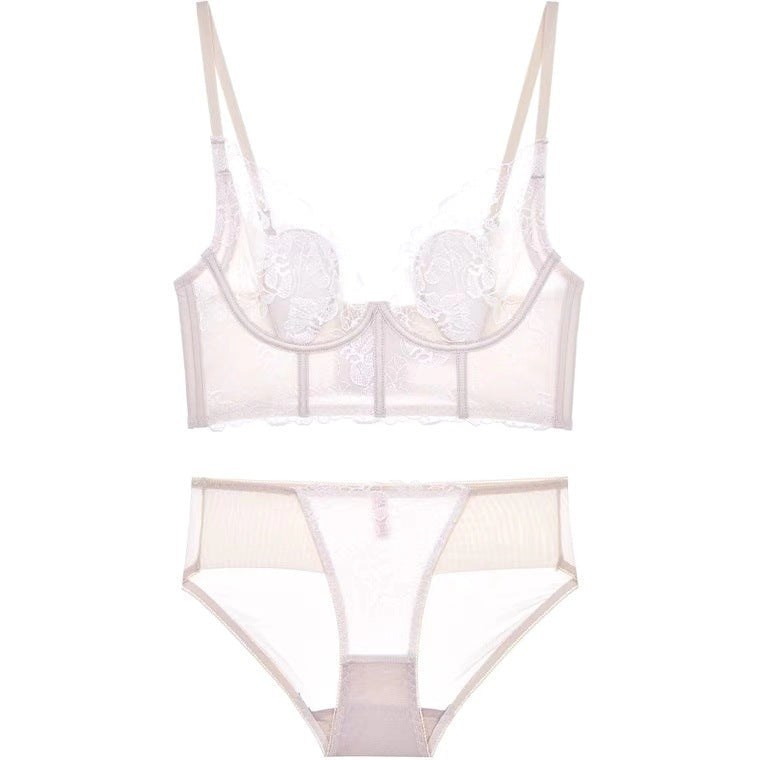 Sexy Adjustable Lace Bra Without Underwire Bra White - D&A