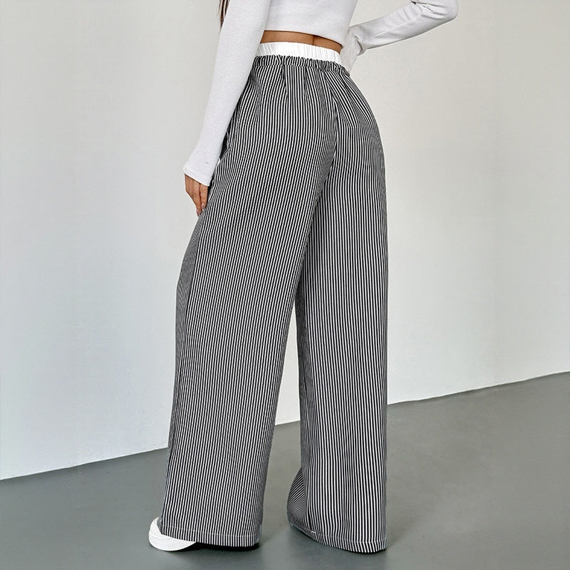 Women's Stitching Striped Casual Trousers - D&A