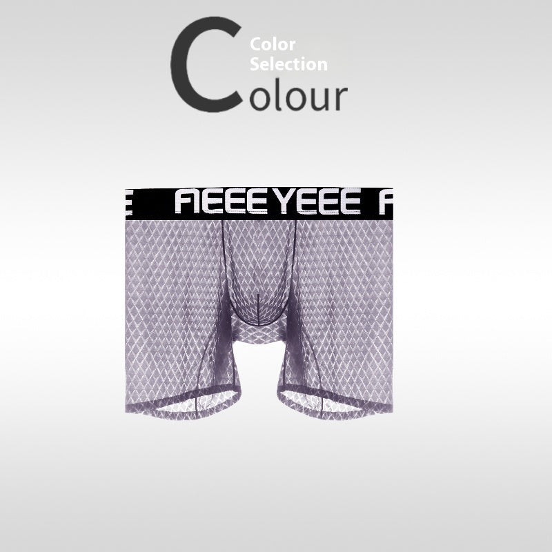 Men's Ultra-thin Ice Silk Seamless Quick-drying Breathable Boxers Light Purple - D&A