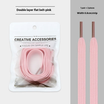 White Shoes Colorful Bandlet Shoelaces Pink - D&A