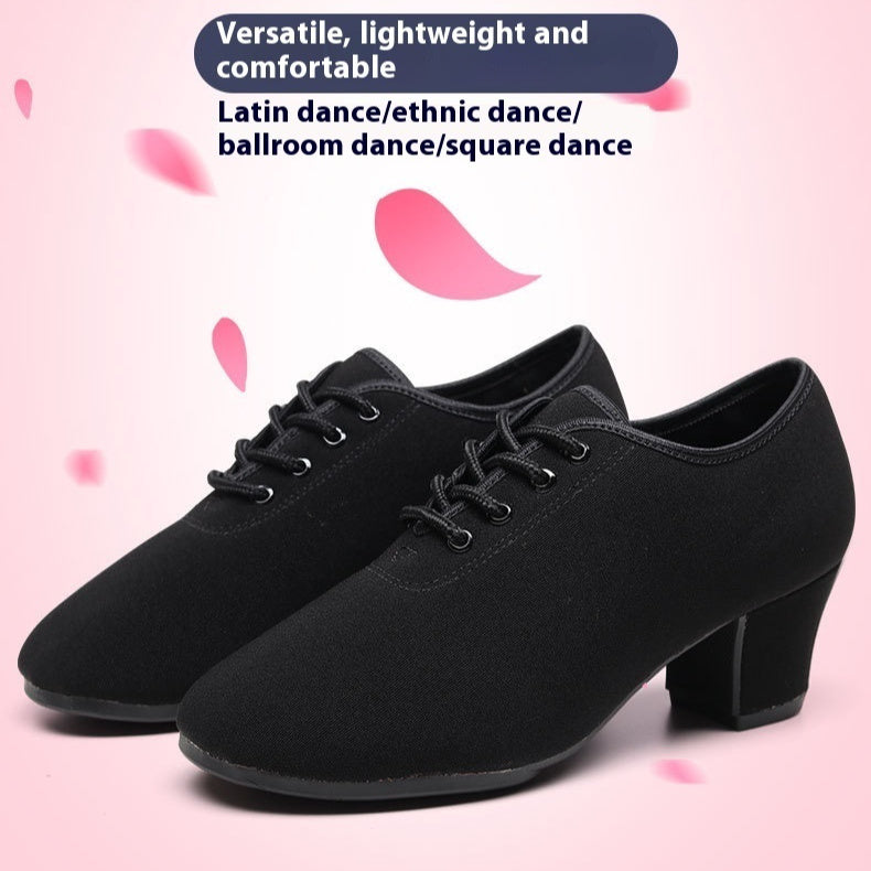 Oxford Cloth Dancing Shoes Ethnic Dance Middle Heel Men's Professional Ballroom Dancing Shoes - D&A