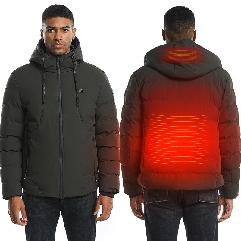 New Men Women Cotton Coat USB Smart Electric Heated Jackets Winter Thicken Down Hooded Outdoor Hiking Ski Clothing 7XL - D&A