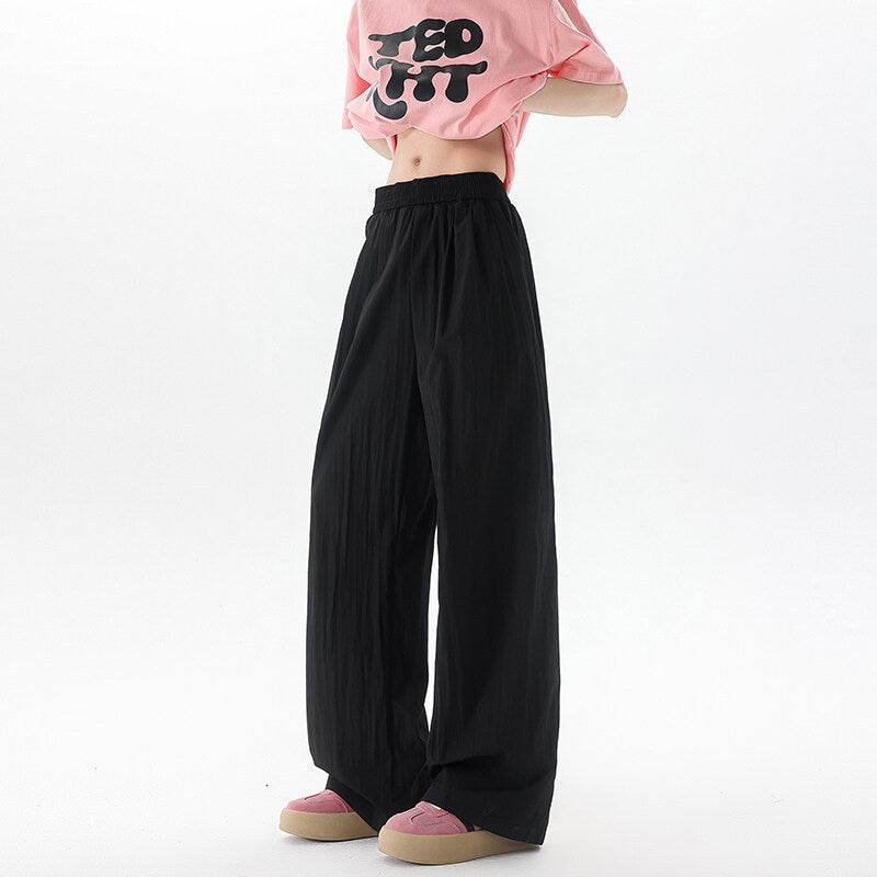 Basamine Ice Silk Drooping Curtain Lazy Men's Summer Mopping Wide-leg Casual Pants - D&A