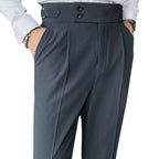 Autumn Retro High Waist Business Pure Color Straight Casual Trousers - D&A