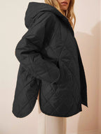 Women's Clothing Winter Mid-length Casual Loose Jacket Black - D&A