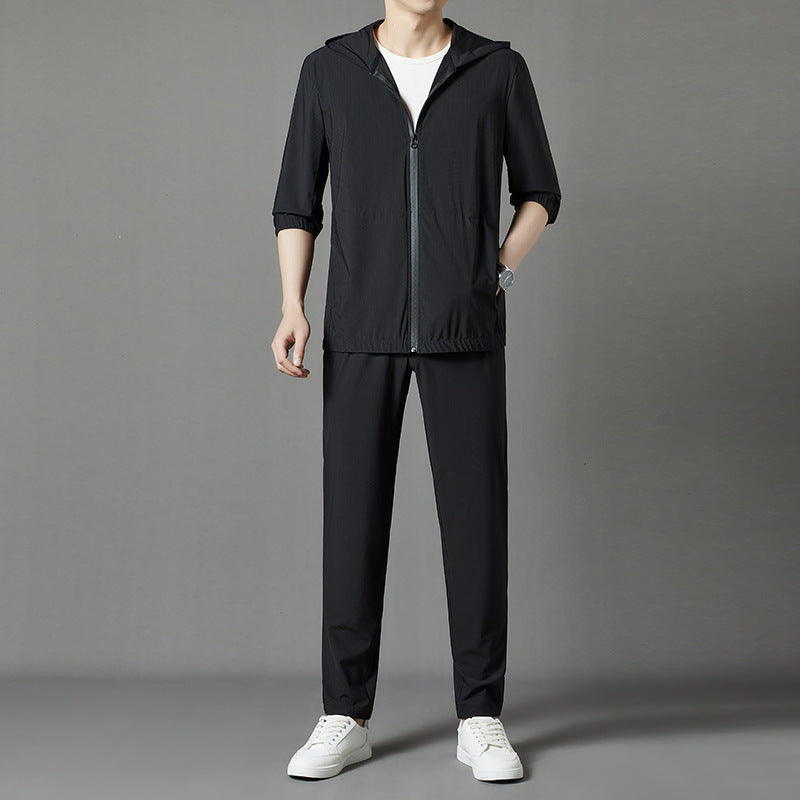 Korean Version Sun-protective Clothing Suit Fashion Loose Casual Hooded Thin Black - D&A