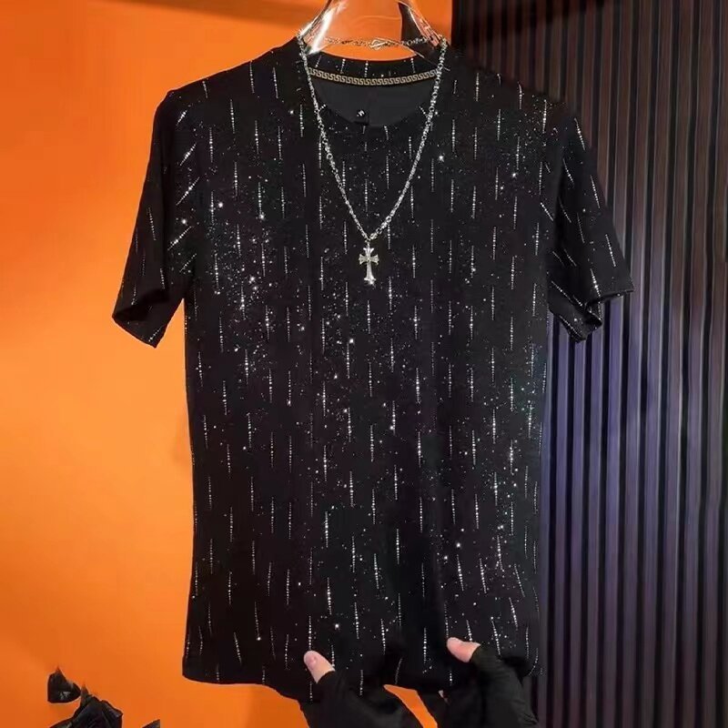 Men's Crew Neck Casual Half Sleeve Short Sleeve T-shirt Starry Top - D&A