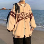 Baseball Uniform Jacket Loose Letters Men And Women Couple Jackets Khaki - D&A