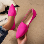 Printed Shallow Mouth Pointed Flat Large Size Women's Shoes Purple - D&A