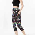 Three-color Water Drop Print Yoga Pants Pocket Cropped Leggings - D&A