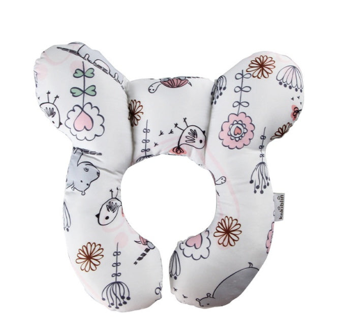 Infant Pillow Baby Bed U-Shaped Safety Seat Neck Guard Fixed Stereotyped Stroller Pillow Hippo OPP - D&A