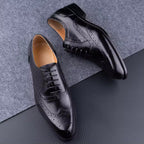 Men's Fashion Oxford Hand Carved Craft Purple Wedding Party Shoes - D&A