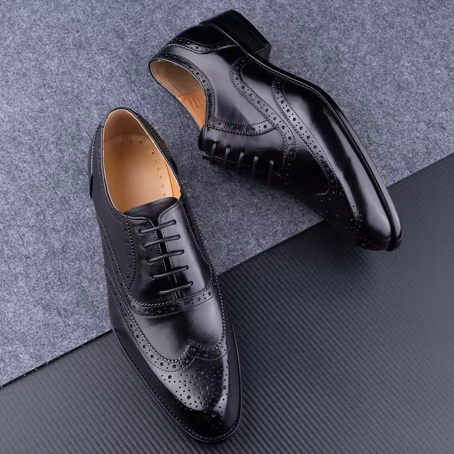 Men's Fashion Oxford Hand Carved Craft Purple Wedding Party Shoes - D&A