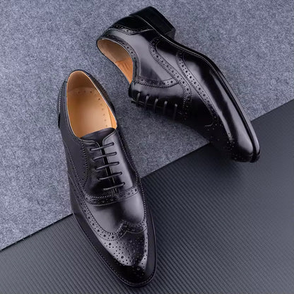 Men's Fashion Oxford Hand Carved Craft Purple Wedding Party Shoes - D&A