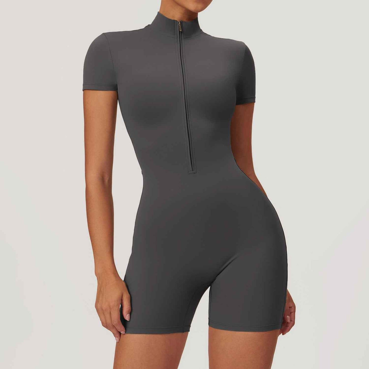 Summer Zipper Short Sleeved Yoga Jumpsuit For Women, Dance And Fitness, Tight Fitting Sports Jumpsuit