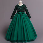 Girls Fashion Cotton Sequin Dress Kids Green - D&A