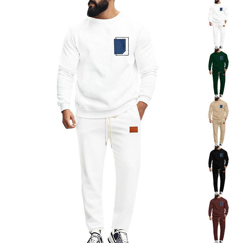 Men's Sport Suit Color Matching Sweater Two-piece Casual Fashion - D&A