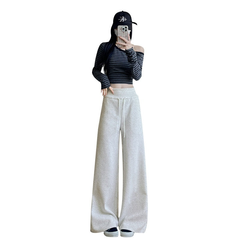 Loose Drooping Straight-leg Pants Sweatpants High Waist Slimming American Wide Leg Pants - D&A